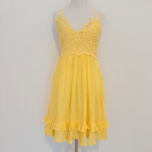 Listicle Yellow Lace Babydoll Sundress